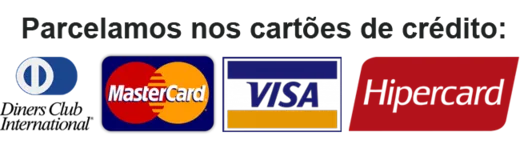 Formas de pagamento: Diners Club, Mastercard, Visa e Hipercard